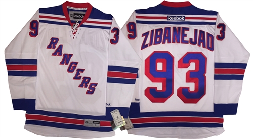 Men's New York Rangers #93 Mika Zibanejad White Stitched Jersey